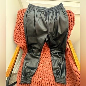 Jogger style faux leather pant